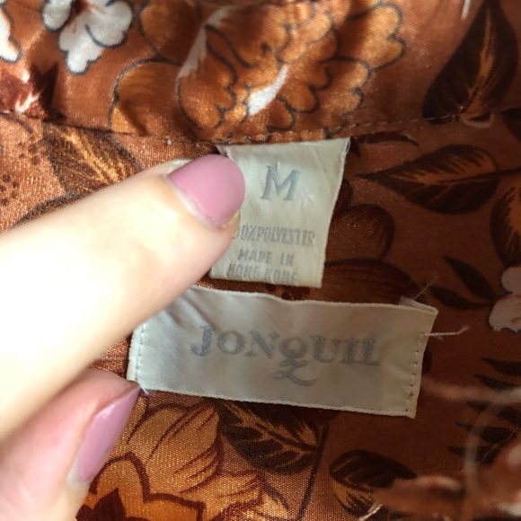 Vintage Jonquil Mock Neck Fall Foliage Print Blouse - Picture 5 of 10